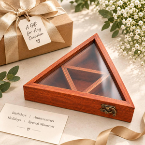 Boîte à épices triangulaire en bois artisanale avec couvercle en verre, organisateur de rangement pour épices de cuisine rustique, récipient à épices en bois décoratif - Product Image 6
