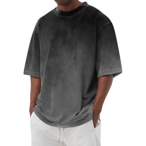 High Quality Front Drop Shoulder <b>T</b>-<b>Shirt</b> <b>Polyester</b> Heavyweight Oversized Custom Anti-Shrink Silk Screen Printed Vintage Washed - Product Image 1