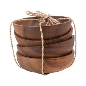 Cuencos de Madera de Acacia Hechos a Mano en India 2026 para Servir Fideos y Más, Utensilios de Cocina de Madera, Cuenco Bonito para Salsas - Product Image 5