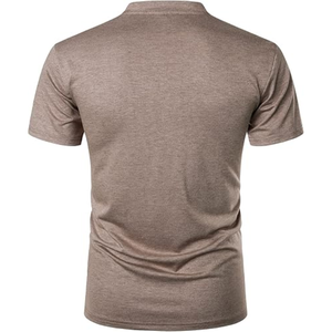 Camisetas Henley de manga corta para hombre, camisetas informales de algodón de verano con cremallera de botones para uso diario - Product Image 4