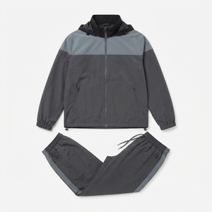 Ensemble de vêtements de sport pour homme, vêtements de sport décontractés personnalisés, veste coupe-vent à blocs de couleur et survêtement de jogging - Product Image 3