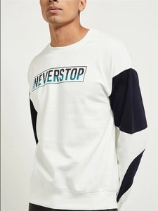 Sudadera Blanca de Cuello Redondo para Hombre, Manga Raglán, Logotipo Estampado, Informal, de Punto, 100% Algodón, Corte Regular, para Otoño - Product Image 6