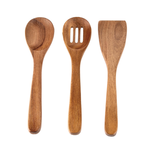Espátulas de cocina de madera natural de alta calidad, juego de 3 utensilios de cocina para revolver, freír y mezclar, de Vietnam. - Product Image 2