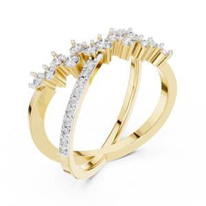 Bague pour femme en or jaune 18 carats plaqué rhodium avec cluster de diamants de laboratoire entrecroisés, idéale pour mariage, fiançailles, soirées et événements glamour - Product Image 4