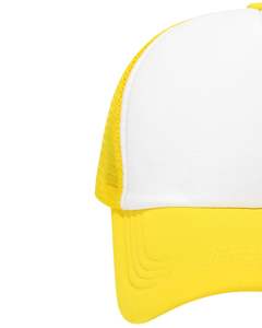 Gorra trucker de malla amarilla y blanca personalizada, ajustable con cierre a presión, frente de espuma, gorra de béisbol transpirable, logotipo personalizado, gorra al por mayor - Product Image 2