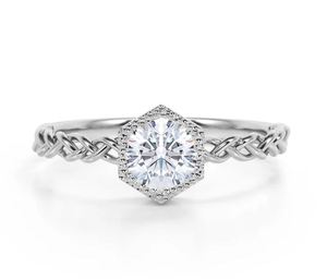 Anillo de compromiso y aniversario con moissanita tallada solitaria en engaste de bisel, 1 quilate, plata 925 chapada en oro, certificado, minimalista, nupcial - Product Image 3