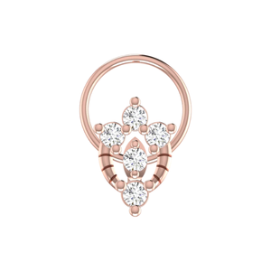 หมุดจมูกเพชรธรรมชาติดีไซน์ลายดอกไม้และคลัสเตอร์สีทอง14K 0.11ct - Product Image 2