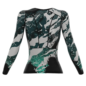 Camiseta de Compresión Personalizada para Mujer, Cuello Redondo, Manga Larga, Capa Base para Yoga, Estampado Sublimado, Tops Deportivos, Suministro OEM - Product Image 3