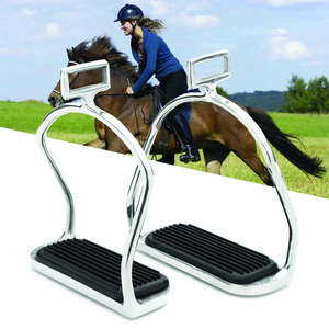 Estribos de seguridad de doble banda para equitación, estribos profesionales de acero inoxidable de alta calidad, estribos pulidos para caballos - Product Image 1