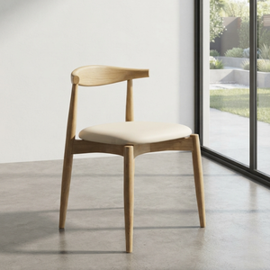 Chaise de salle à manger en bois de style mid-century moderne avec assise rembourrée en similicuir pour l'ameublement de la maison - Product Image 4