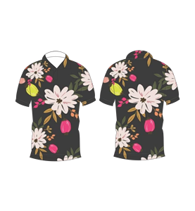 เสื้อโปโลพิมพ์ลายดอกไม้สีดำสำหรับผู้ชาย เสื้อโปโลแฟชั่นแขนสั้นสำหรับฤดูร้อน เสื้อกอล์ฟ - Product Image 3