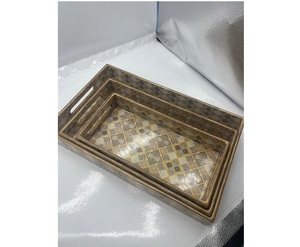 Bandeja Decorativa Rectangular de Madera con Patrón Geométrico, Diseño Tradicional Hecho a Mano - Product Image 5