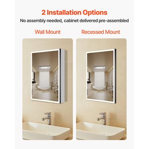 20 X 28 Recessed Wall Mount Lighted 3-Color Dimmable LED Bathroom Medicine Cabinet with <b>Mirror</b> Se - Product Image 5