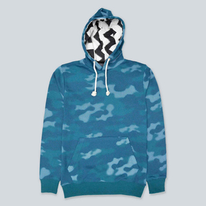 Sudadera con capucha para hombre, azul, con estampado de camuflaje, bolsillo canguro, mangas largas, capucha con cordón, corte regular, informal, para invierno - Product Image 2