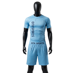 Ensemble T-shirt et short de compression pour homme bleu ciel et marine, séchage rapide, extensible, pour fitness, gym, entraînement, course à pied, sport - Product Image 1