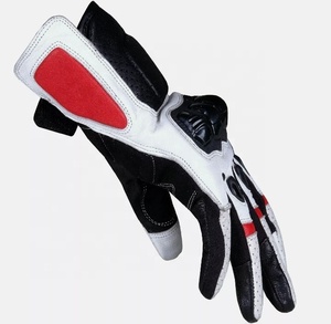 Gants de course en cuir à doigts complets, respirants, unisexes, avec fermeture auto-agrippante, blanc, noir, rouge, à panneaux, pour la conduite en extérieur, imprimés, sportifs - Product Image 3