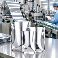 Pochette plate personnalisée multi-tailles en aluminium argenté à trois soudures latérales pour emballage alimentaire sous vide, vente en gros OEM