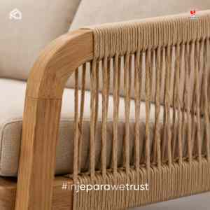 Modern Scandinavian Design Two Seat <b>Outdoor</b> <b>Sofa</b> with Non-Waterproof Cushion Durable for Patio Villa Resort & Indoor Use-Jepara - Product Image 3