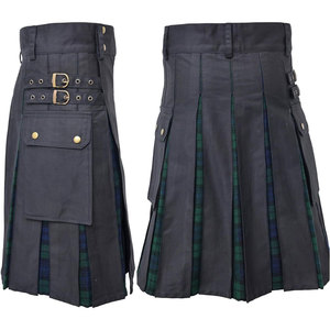Top Selling Women's Black <b>Watch</b> Tartan Hybrid Kilt Traditional Scottish Cotton Plaid Handmade Wholesale Manufacturer - Product Image 3