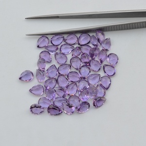 7x10mm naturel brésilien améthyste à facettes poire coupe pierre précieuse en vrac couleur claire améthyste en vrac bijoux approvisionnement à un prix raisonnable - Product Image 1