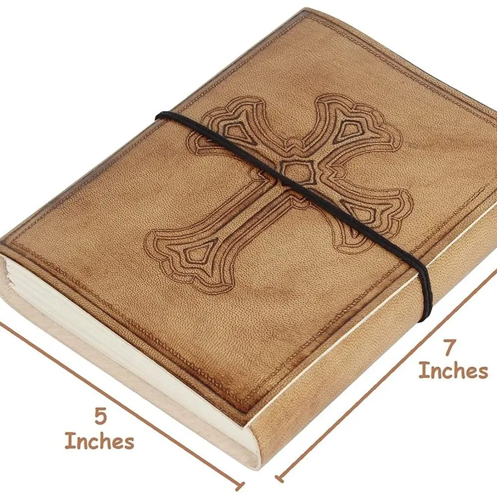Antieke Vintage Katholieke Lederen Journal Note Boek Dagboek Hardcover Aangepaste Reliëf Logo Eco-Vriendelijke Papier 120 Voor Gift
