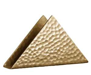 Golden Metal Triangular Napkin <b>Holder</b> <b>Hammered</b> Texture Decorative Handcrafted Eco‑Friendly Modern Dining Table Organizer - Product Image 1
