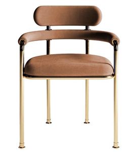 Sillón Otomano con Cubierta de Cuero Suave y Respaldo para Sala de Estar, Bodas, Uso Decorativo, en Metal Dorado - Product Image 1