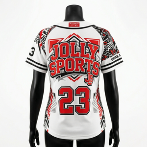 Maillot de baseball pour femme en polyester respirant, avec empiècements à rayures noires et blanches, logo personnalisé par transfert thermique, maillot de baseball en coton pour femme - Product Image 4