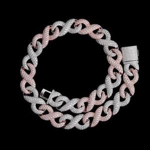 Two Tone <b>Iced</b> <b>Out</b> Cuban Link <b>Chain</b> | Rose Gold & Silver Diamond Miami Cuban Necklace | Luxury Hip Hop - Product Image 1