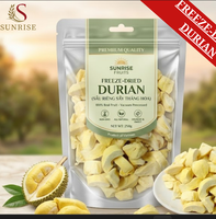 Tranches de Durian Lyophilisées Sunrise Fruits 250g, Pack en Gros, 100% Naturel, Jaune Sucré, Prêt à Manger, Produit du Vietnam