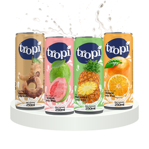 Bebida de jugo tropical de marca privada en lata delgada de 250 ml de Vietnam con servicio OEM - Product Image 1