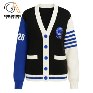 Zeta Phi Beta Hot Selling High Quality Autumn <b>Thick</b> Long Sleeve O Neck Acrylic Unisex Sorority Zeta Phi Beta Front <b>Cardigans</b> - Product Image 4