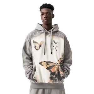 Fabricants personnalisés Distressed Streetwear Pullover hoodies 450 GSM Heavy Weight French Terry Tye Die Animated printed Hoodie - Product Image 5