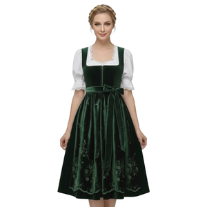 Robe Dirndl allemande en velours de qualité supérieure, costume bavarois pour l'Oktoberfest, tenue ethnique traditionnelle pour femmes, broderie, tenue folklorique - Product Image 4