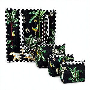 Bohomin - Juego de 3 Bolsas de Mano Portátiles Estilo Bohemio, Resistentes al Agua, con Cierre y Estampado, de Primera Calidad - Product Image 1