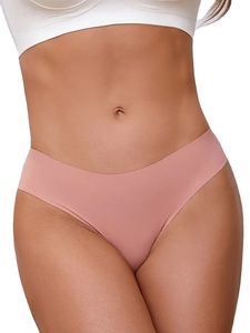 Women's High Cut High-Rise <b>Thong</b> Panties-Sexy Solid Color Lace Trim Knitted Nylon/Cotton Underwear Soft Breathable Daily Wear - Product Image 3