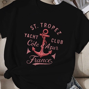 Camiseta cómoda para mujer ancla ST TROPEZ vintage tema náutico - Product Image 1