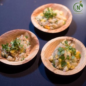 Bols en bois de palmier faits à la main en gros |   Bols à fruits texturés brun foncé Inde - Product Image 4
