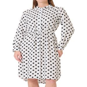 Chemisier Tunique Femme Imprimé Pois Entiers Manches Longues Col Rond Coton Coupe Ample Décontractée Grande Taille Idéal Été - Product Image 2