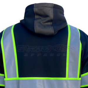 เสื้อฮู้ดนิรภัยแบบกันน้ำ โพลีเอสเตอร์ ซิปเต็มตัว ดีไซน์ใหม่ สีสะท้อนแสง มองเห็นได้ชัดเจนในที่มืด เหมาะสำหรับฤดูหนาว - Product Image 6