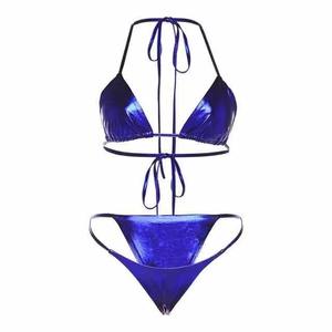 Maillot de bain bikini 2 pièces pour femme, style sport, effet métallisé liquide brillant, forte demande - Product Image 6