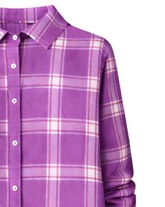 Vestido Camisero a Cuadros Morado para Mujer, Vestido Midi a Cuadros de Manga Larga con Botones y Bolsillos, Ropa Casual, Fabricante OEM Personalizado - Product Image 5