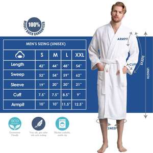 เสื้อคลุมอาบน้ำเนสต้า สปอร์ตส์ ลักชัวรี คัทพายล์ ยูนิเซ็กซ์ ผ้าฝ้าย 100% แบบกำหนดเองสำหรับโรงแรม คอเสื้อคล้ายกิโมโน - Product Image 6