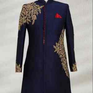 Tenue de Mariage Traditionnelle pour Homme : Salwar Kameez Pakistanais et Indien, Robe de Marié Royale Brodée à la Main, Robe Dulha Infroissable, Protection Solaire - Product Image 1