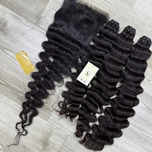 Extensiones de Cabello Humano Vietnamita Ondulado Natural con Nudos Pequeños en Cierre HD, Trama a Máquina, Doble Trama, Paquetes de Cabello con Extensiones - Product Image 3