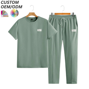 Mens Knitted <b>T</b> Shirt Shorts Set Casual Summer Streetwear Breathable Fabric Silk Screen Printed QC Inspected Custom Colors Custom - Product Image 1