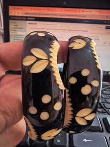 Unisex Buffalo Horn Cuff Bracelet Dual <b>Bangle</b> with Oval Open Design Elegant Long Anklet Chain for <b>Men</b> and Women for Gift - Product Image 4