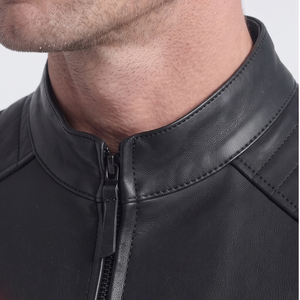 Men Zipper <b>Leather</b> Biker <b>Jackets</b> Custom Logo PU Cowhide Motorcycle <b>Jacket</b> Men <b>Leather</b> <b>Jackets</b> With Side Pockets - Product Image 5