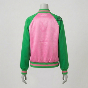 HMR Custom Embroidery Greek Letter Sorority Applique Alpha Kapa Satin Bomber Jacket Breathable Quilted Light <b>Weight</b> - Product Image 5