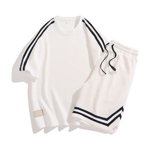 Vêtements de sport Streetwear été 100% coton pour adultes, ensemble de survêtement pour hommes, ensemble 2 pièces, sweat à capuche et short pour hommes - Product Image 6